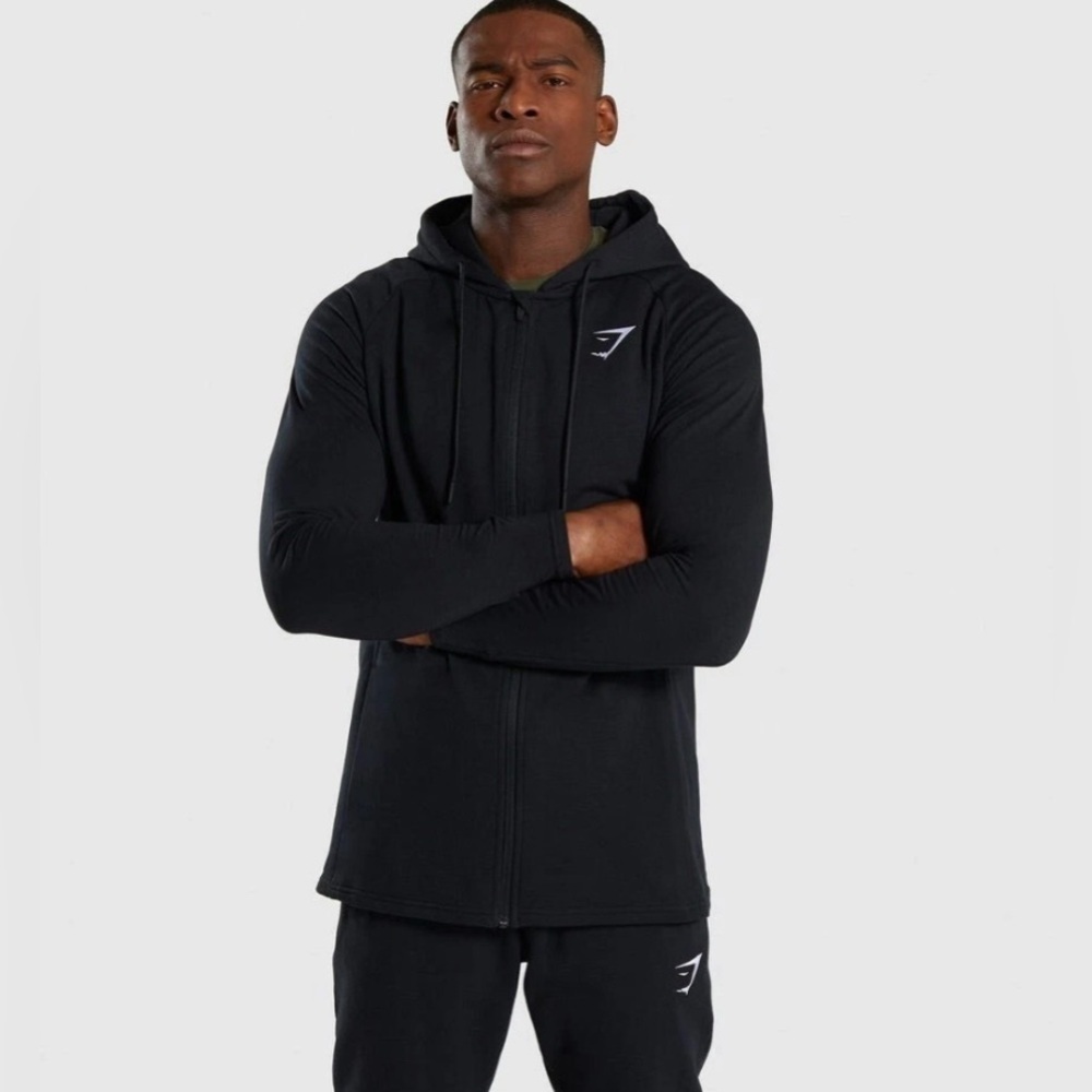 Gymshark Black Zip front Hoodie Size M